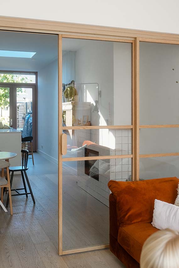 Eikenhouten dubbele schuifdeur