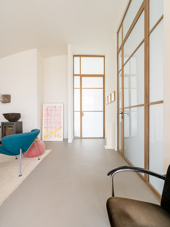 Eikenhouten deur met mat glas